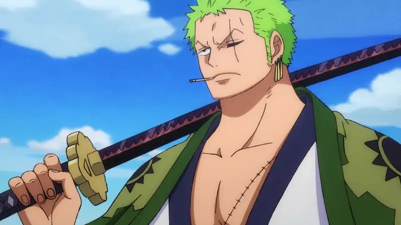 Hình ảnh của Roronoa Zoro với các đường nét mạnh mẽ