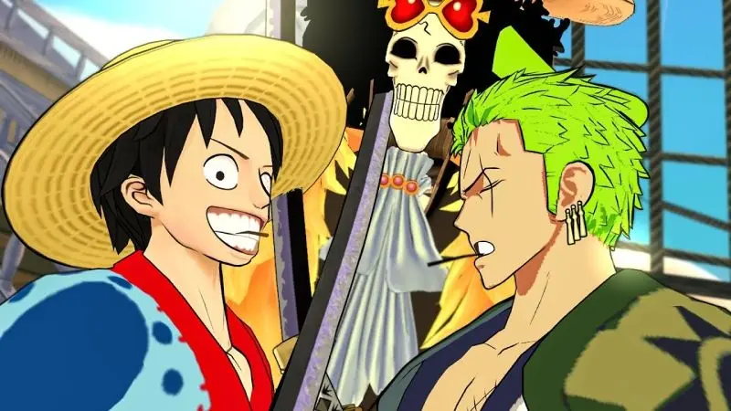 Luffy và bạn thân trong mỗi khung hình.